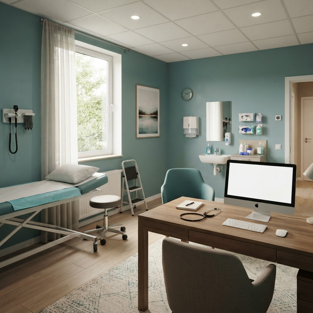 Calm, modern consultation room at 501 South Road Family Clinic